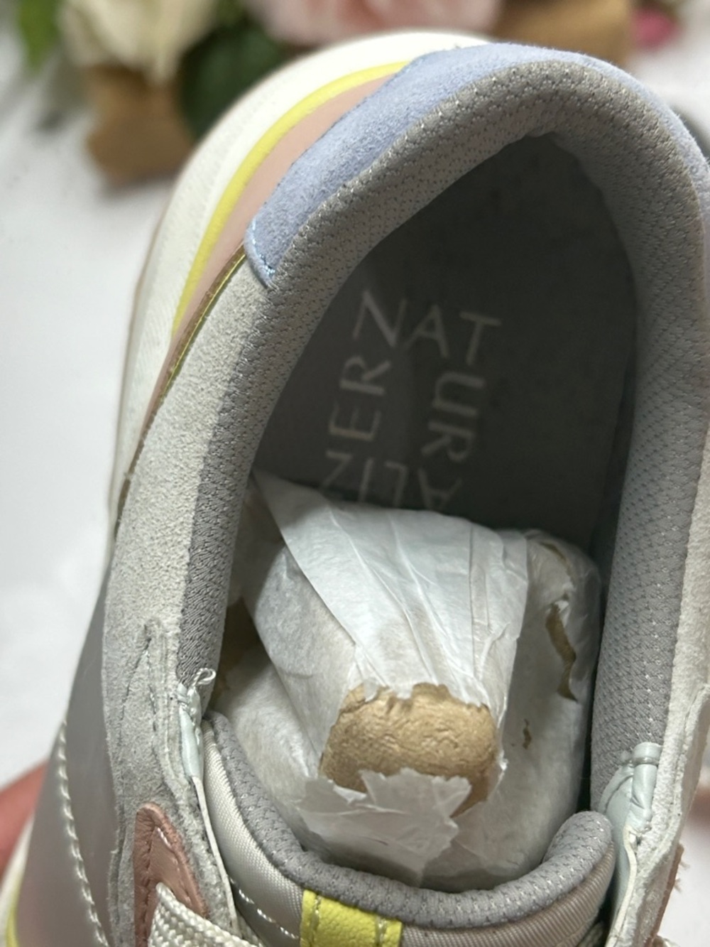 Naturalizer Women's Light Gray Sneakers with Pastel Pink, Yellow & Blue Accents - Picture 5 of 8